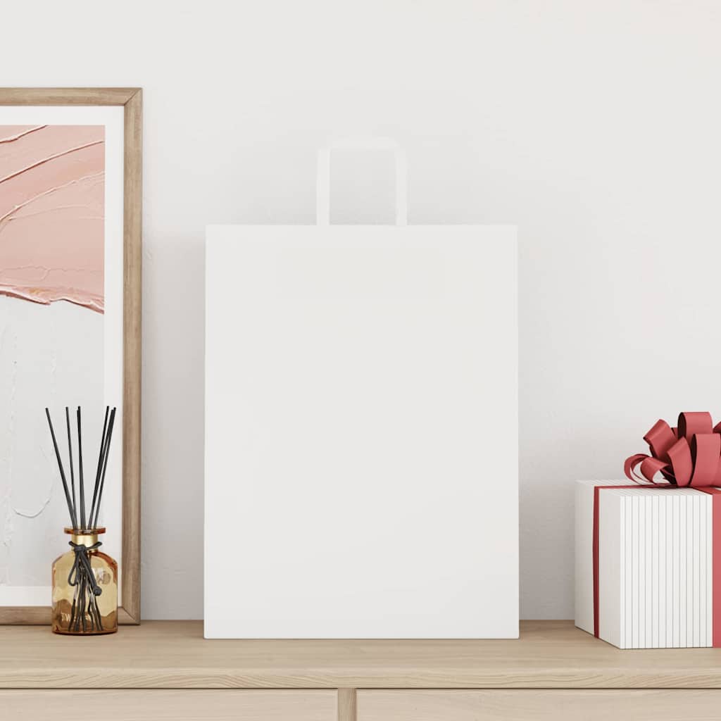 VidaXL Papiertüten 50 Stück mit Griffen 32x12x42 cm weiß