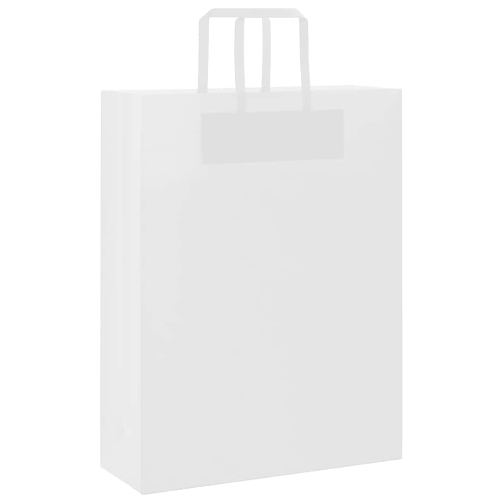 VidaXL Papiertüten 50 Stück mit Griffen 32x12x42 cm weiß