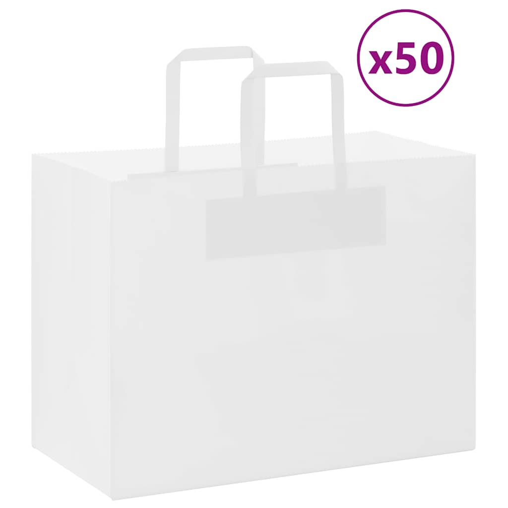 VidaXL Papiertüten 50 Stück mit Griffen 32x17x25 cm weiß