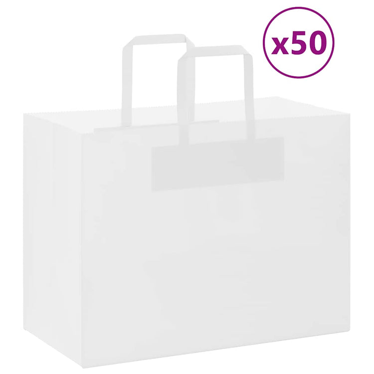 VidaXL Papiertüten 50 Stück mit Griffen 32x17x25 cm weiß