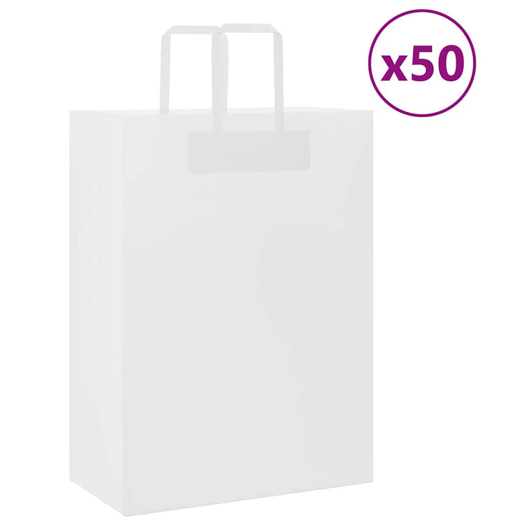 VidaXL Papiertüten 50 Stück mit Griffen 32x17x44 cm weiß