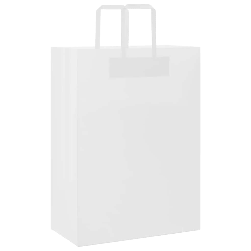 VidaXL Papiertüten 50 Stück mit Griffen 32x17x44 cm weiß