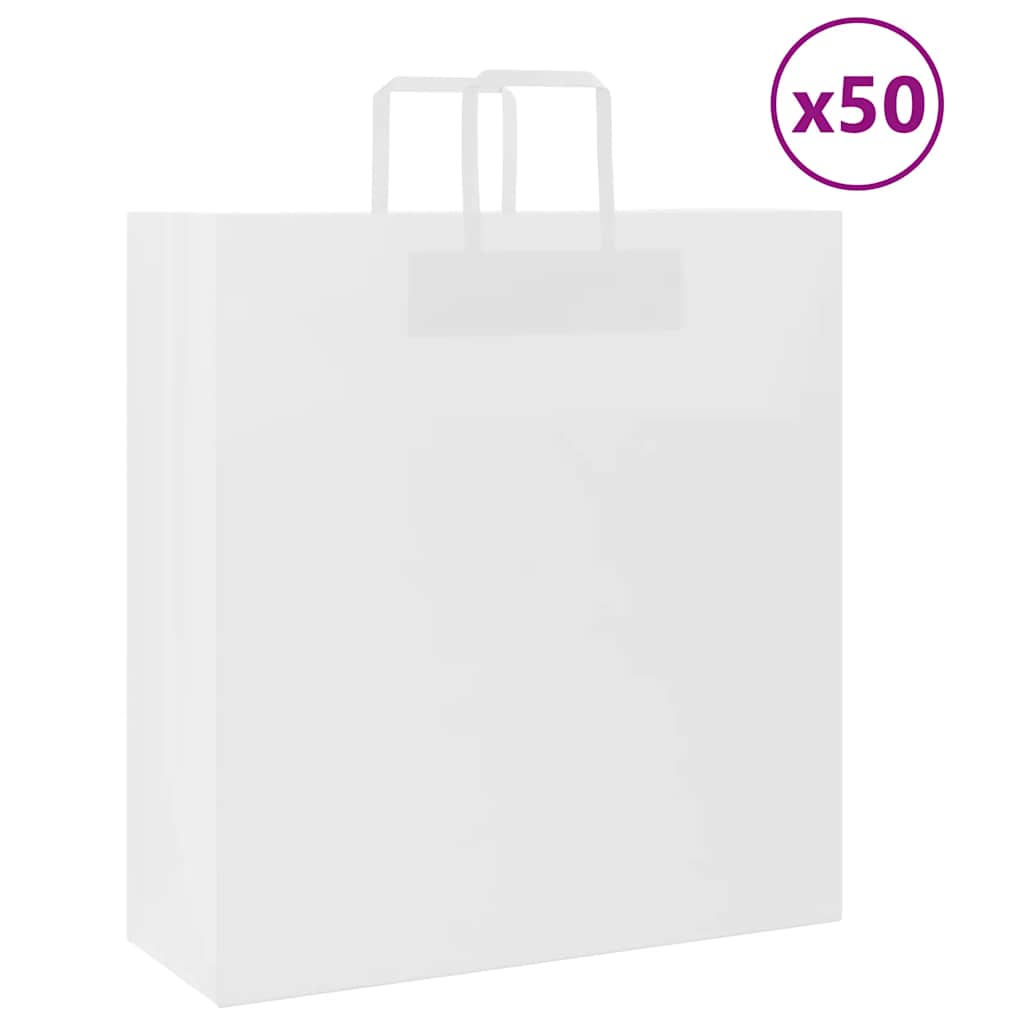 Vidaxxl Papiertüten 50 Stück mit Griffen 45x17x48 cm weiß