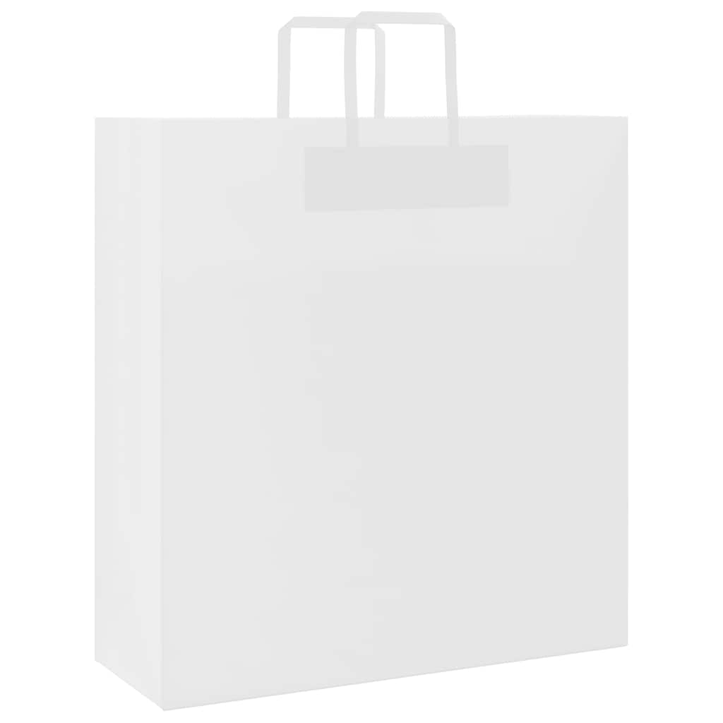 Vidaxxl Papiertüten 50 Stück mit Griffen 45x17x48 cm weiß