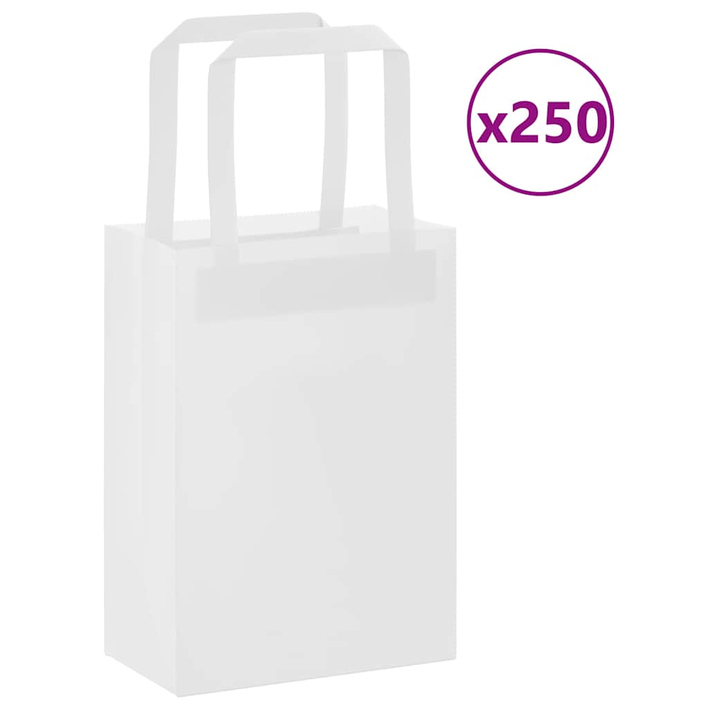 VidaXL Papiertüten 250 Stück mit Griffen 15x8x21 cm weiß