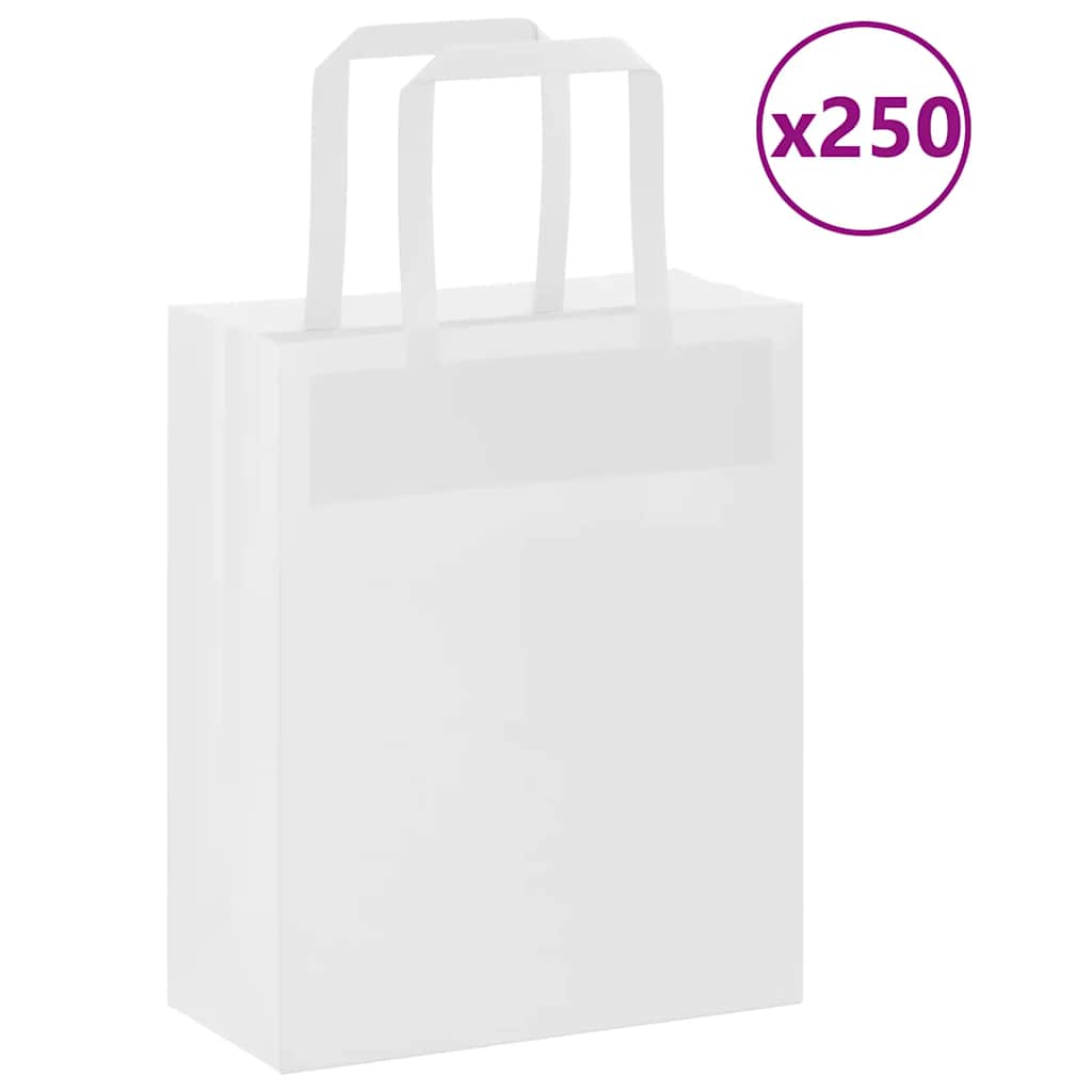 VidaXL Papiertüten 250 Stück mit Griffen 18x8x22 cm weiß