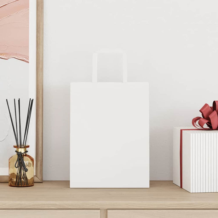 VidaXL Papiertüten 250 Stück mit Griffen 21x11x28 cm weiß