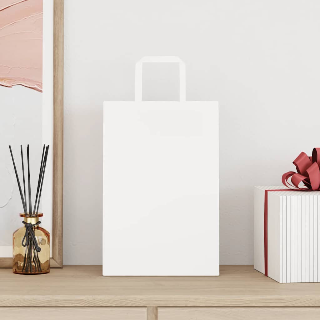 VidaXL Papiertüten 250 Stück mit Griffen 21x11x31 cm weiß