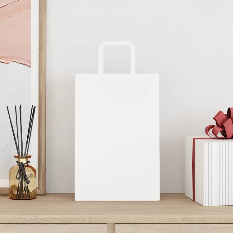 VidaXL Papiertüten 250 Stück mit Griffen 21x11x31 cm weiß