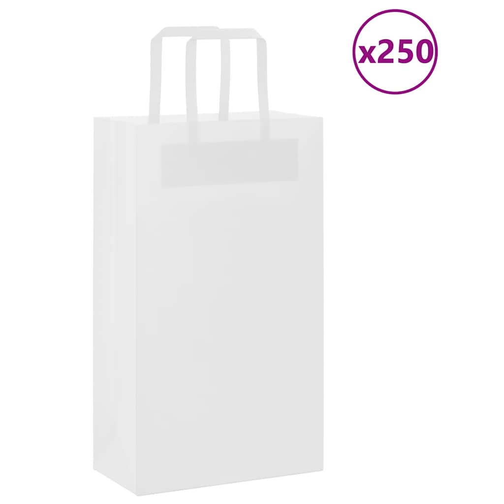 VidaXL Papiertüten 250 Stück mit Griffen 21x11x36 cm weiß