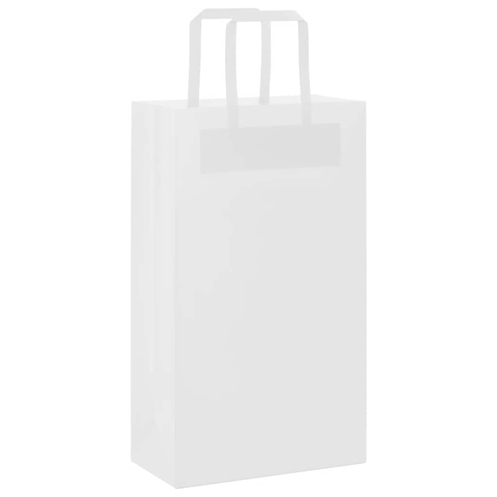 VidaXL Papiertüten 250 Stück mit Griffen 21x11x36 cm weiß