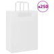 VidaXL Papiertüten 250 Stück mit Griffen 26x12x35 cm weiß