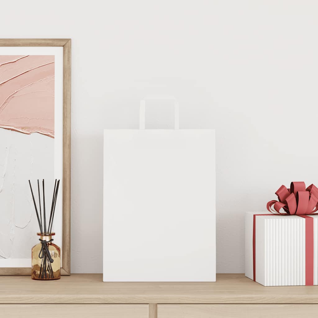 VidaXL Papiertüten 250 Stück mit Griffen 26x12x35 cm weiß