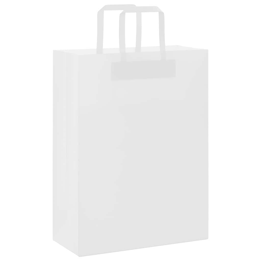 VidaXL Papiertüten 250 Stück mit Griffen 26x12x35 cm weiß
