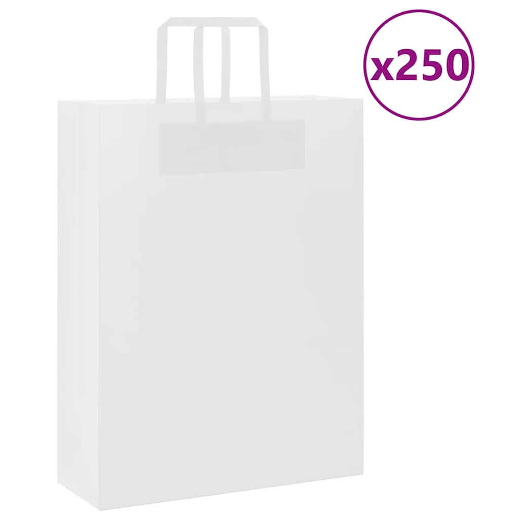 VidaXL Papiertüten 250 Stück mit Griffen 32x12x42 cm weiß