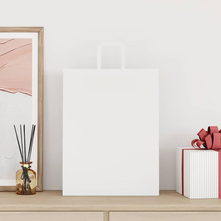 VidaXL Papiertüten 250 Stück mit Griffen 32x12x42 cm weiß