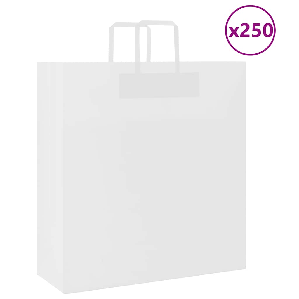 VidaXL Papiertüten 250 Stück mit Griffen 45x17x48 cm weiß