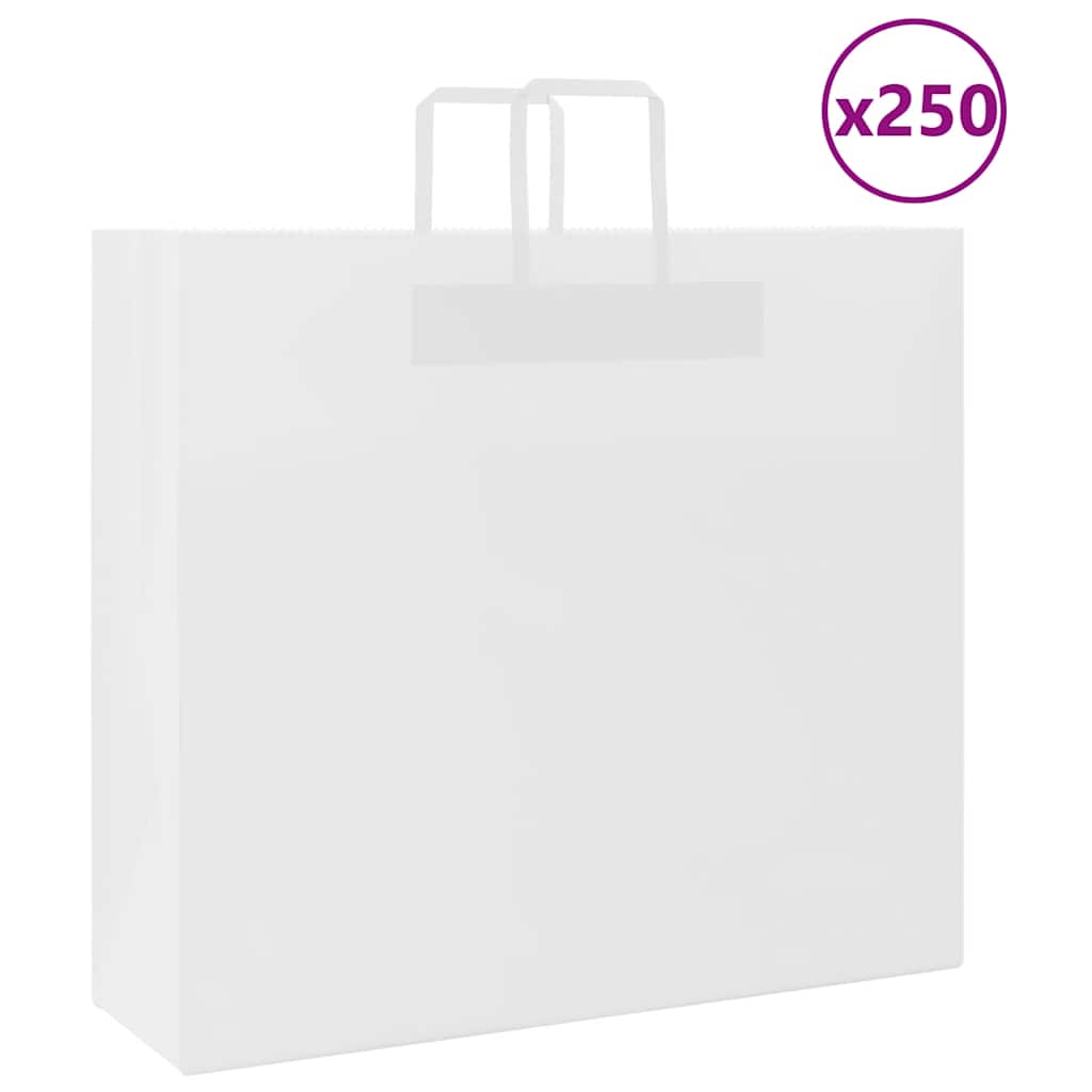 VidaXL Papiertüten 250 Stück mit Griffen 54x15x49 cm weiß