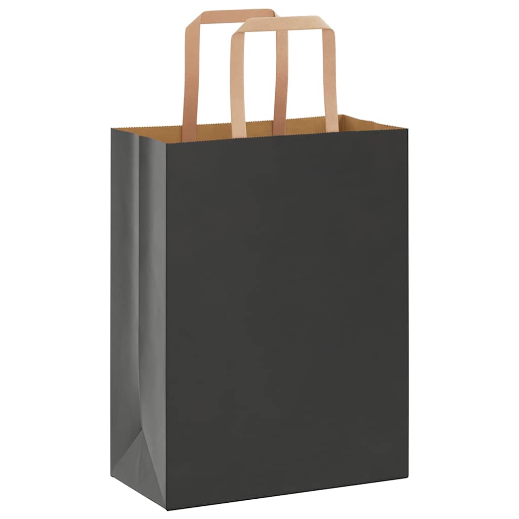 VidaXL Papiertüten 250 Stück mit Griffen 21x11x28 cm schwarz
