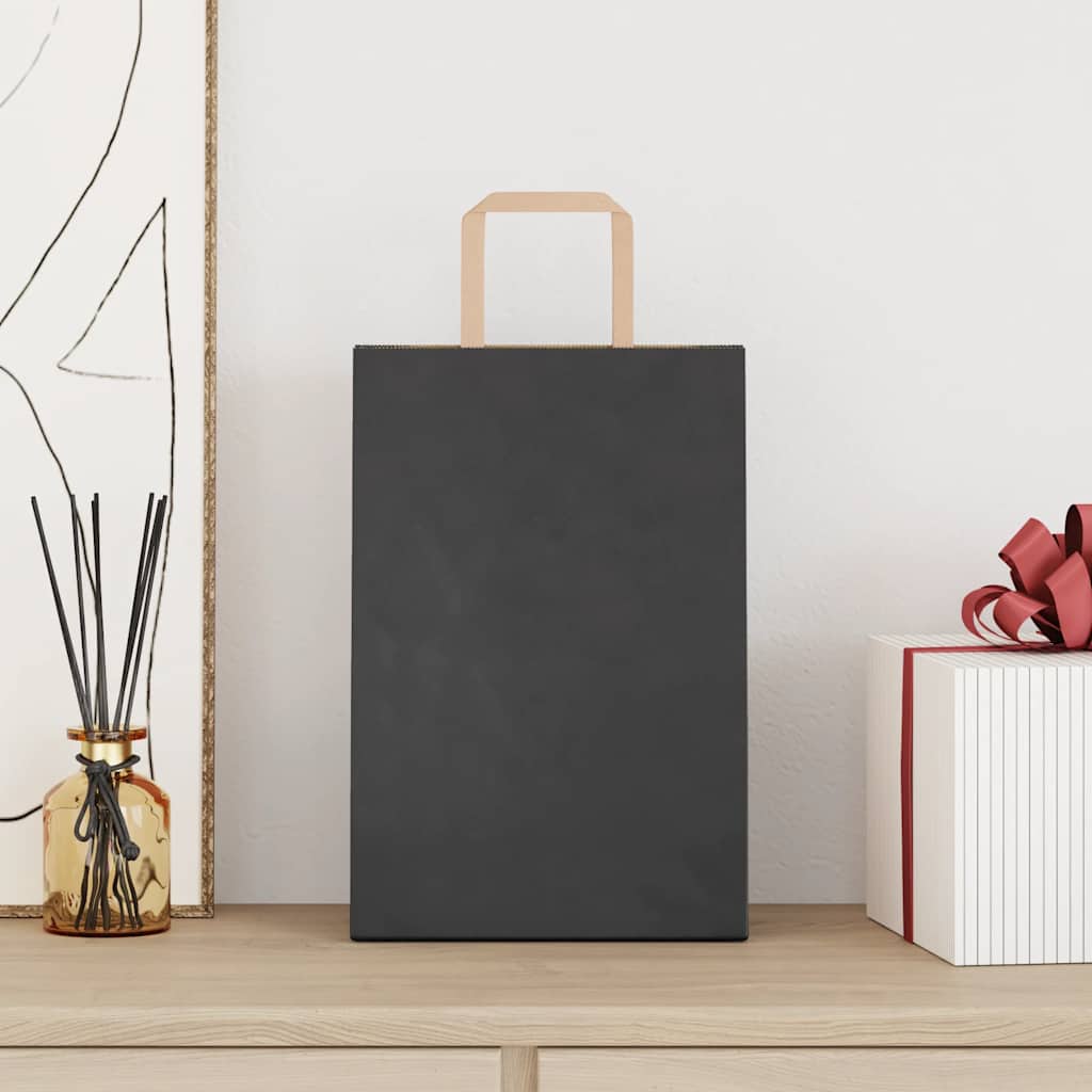 VidaXL Papiertüten 250 Stück mit Griffen 21x11x31 cm schwarz