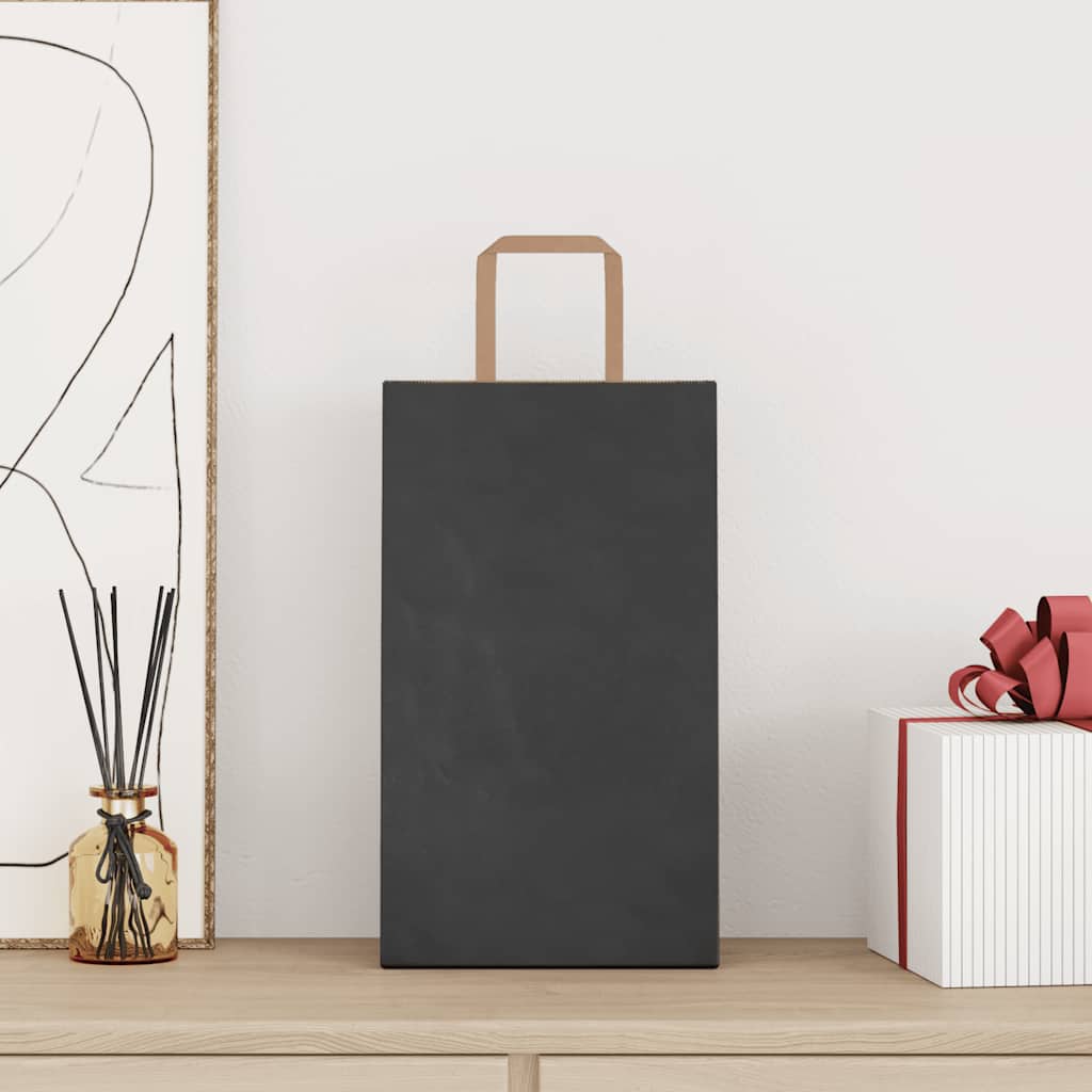 VidaXL Papiertüten 250 Stück mit Griffen 21x11x36 cm schwarz