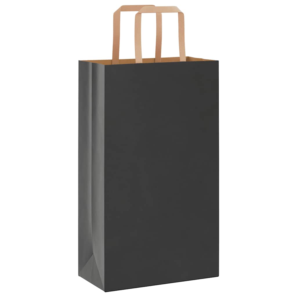 VidaXL Papiertüten 250 Stück mit Griffen 21x11x36 cm schwarz