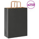 VidaXL Papiertüten 250 Stück mit Griffen 26x12x35 cm schwarz