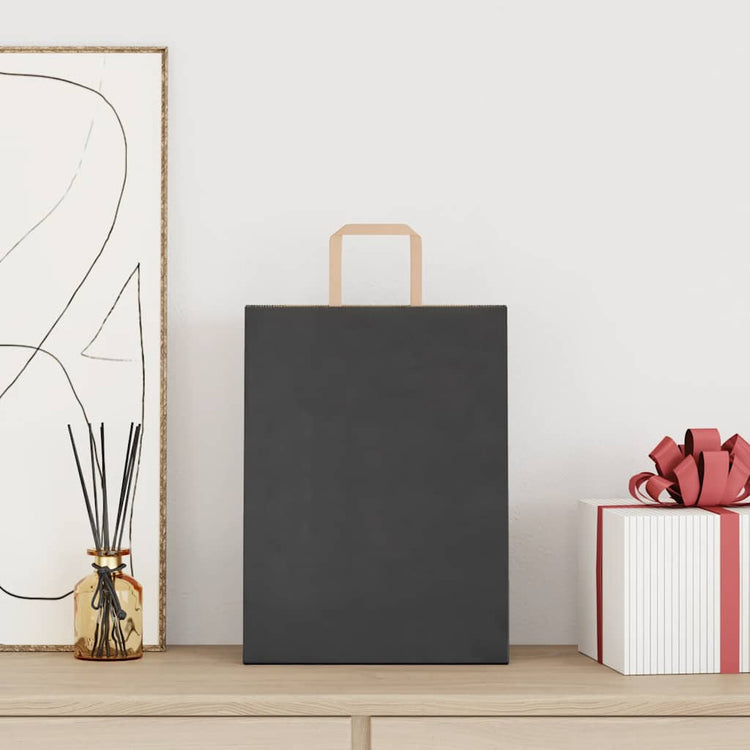 VidaXL Papiertüten 250 Stück mit Griffen 26x12x35 cm schwarz