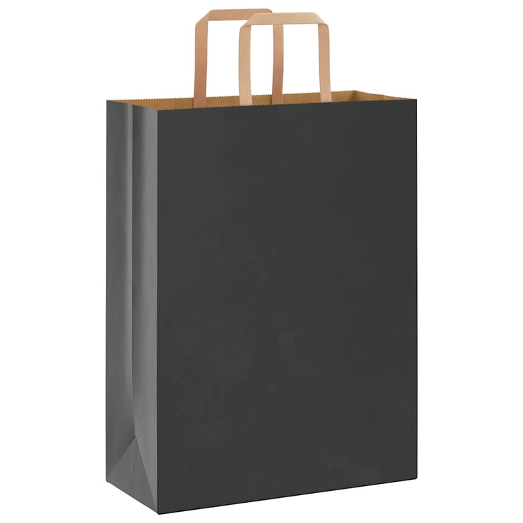 VidaXL Papiertüten 250 Stück mit Griffen 26x12x35 cm schwarz