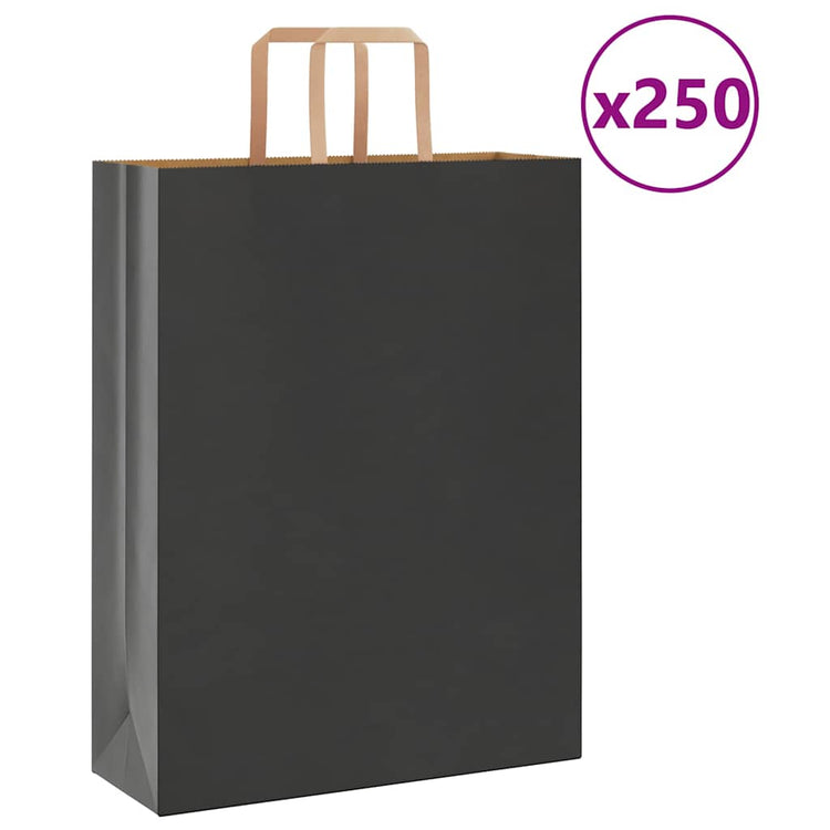 VidaXL Papiertüten 250 Stück mit Griffen 32x12x42 cm schwarz