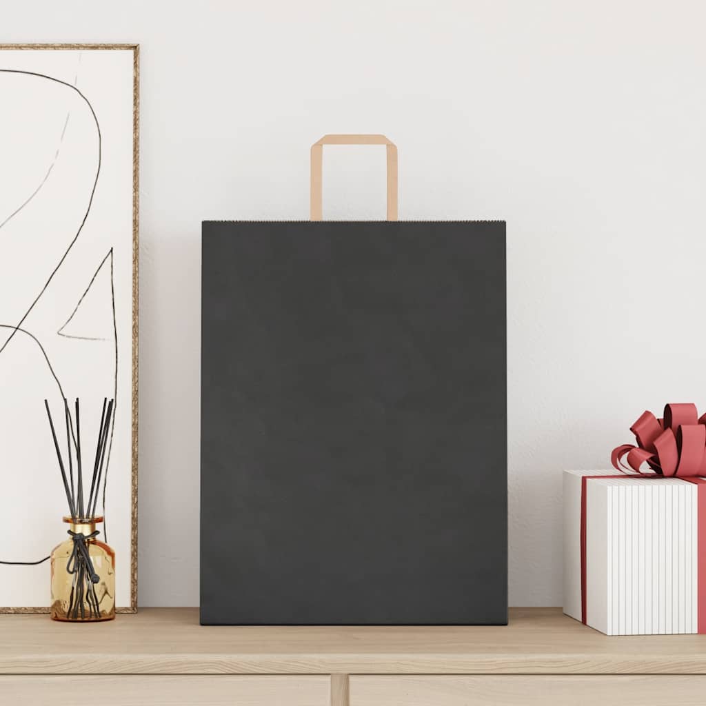 VidaXL Papiertüten 250 Stück mit Griffen 32x12x42 cm schwarz