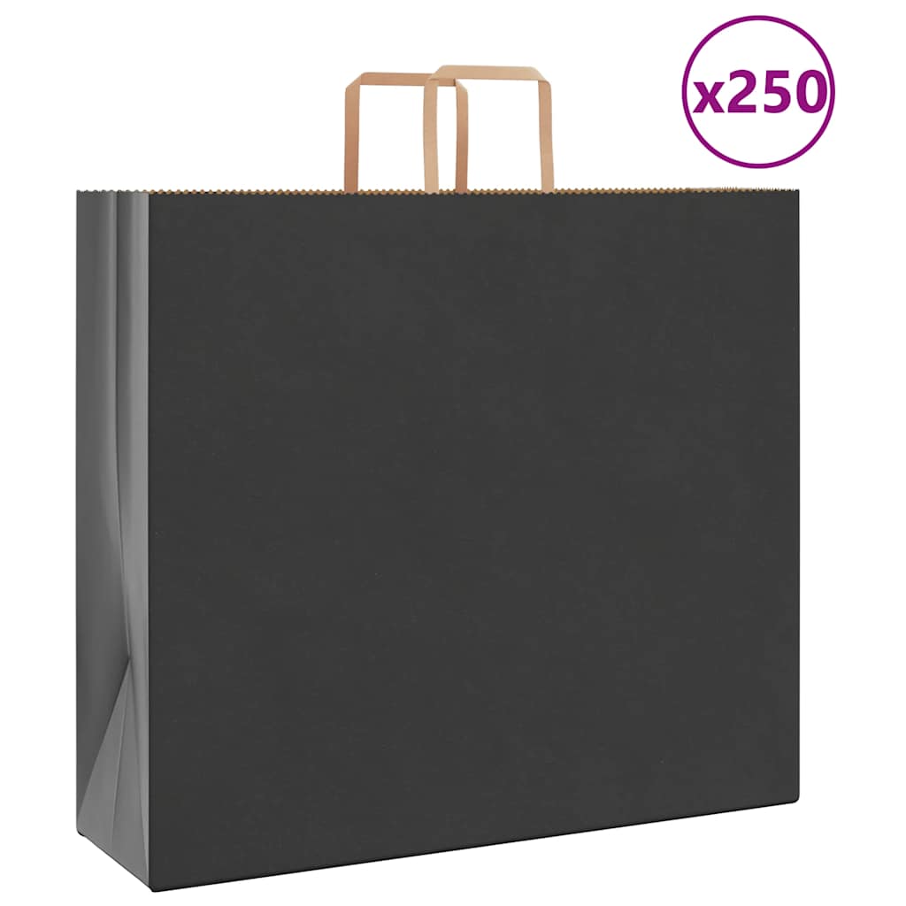 VidaXL Papiertüten 250 Stück mit Griffen 54x15x49 cm schwarz
