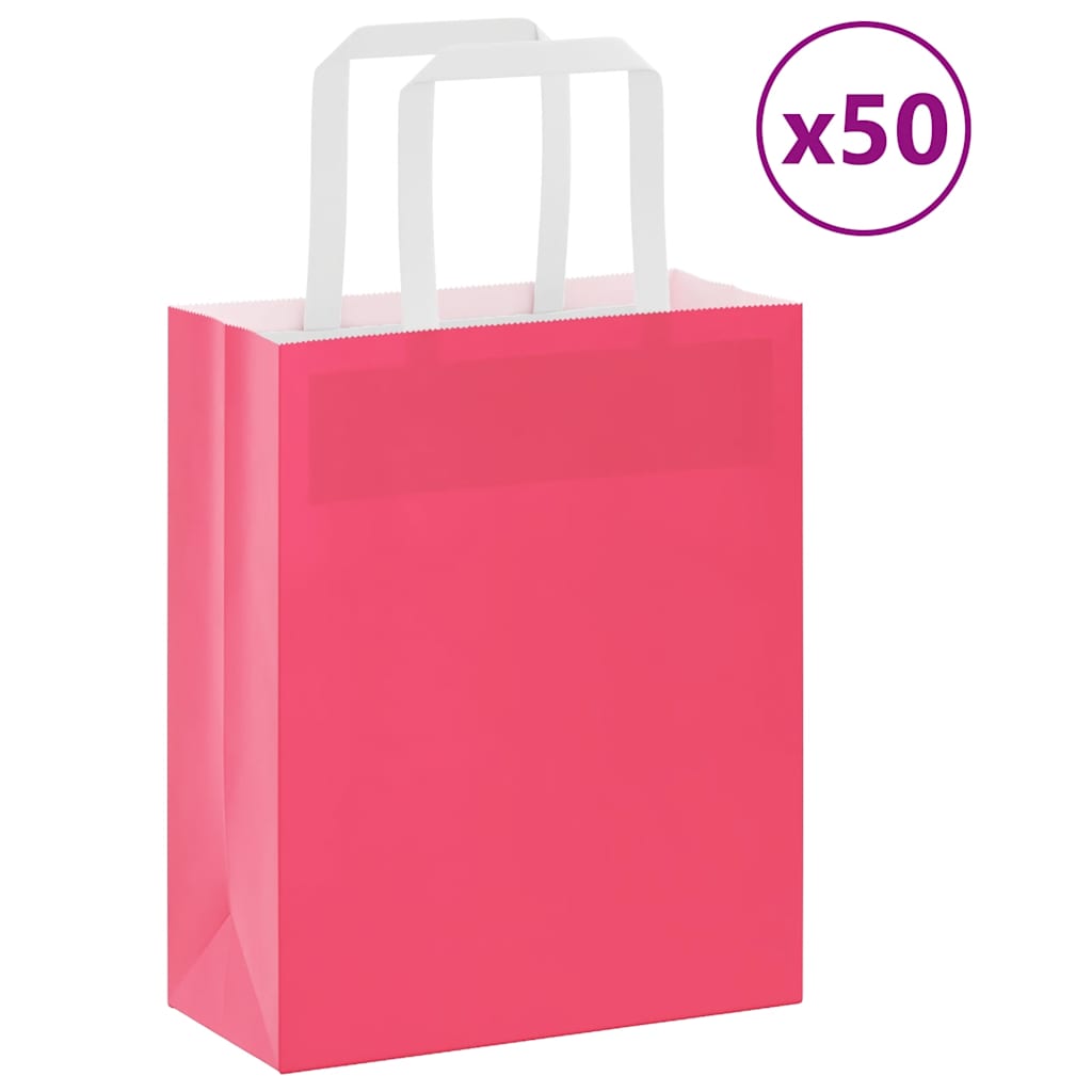 VidaXL Papiertüten 50 Stück mit Griffen 18x8x22 cm rosa