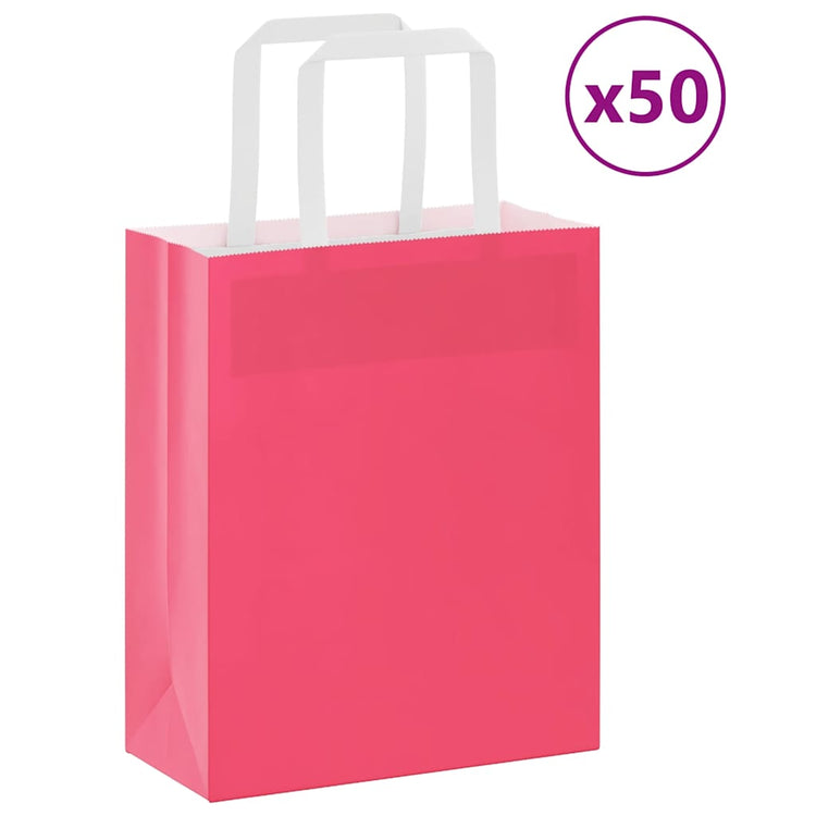 VidaXL Papiertüten 50 Stück mit Griffen 18x8x22 cm rosa