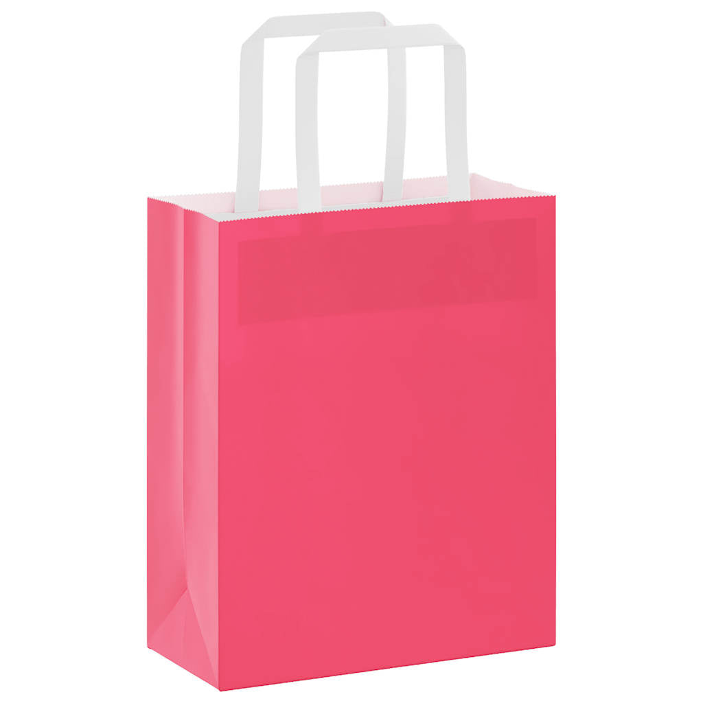 VidaXL Papiertüten 50 Stück mit Griffen 18x8x22 cm rosa