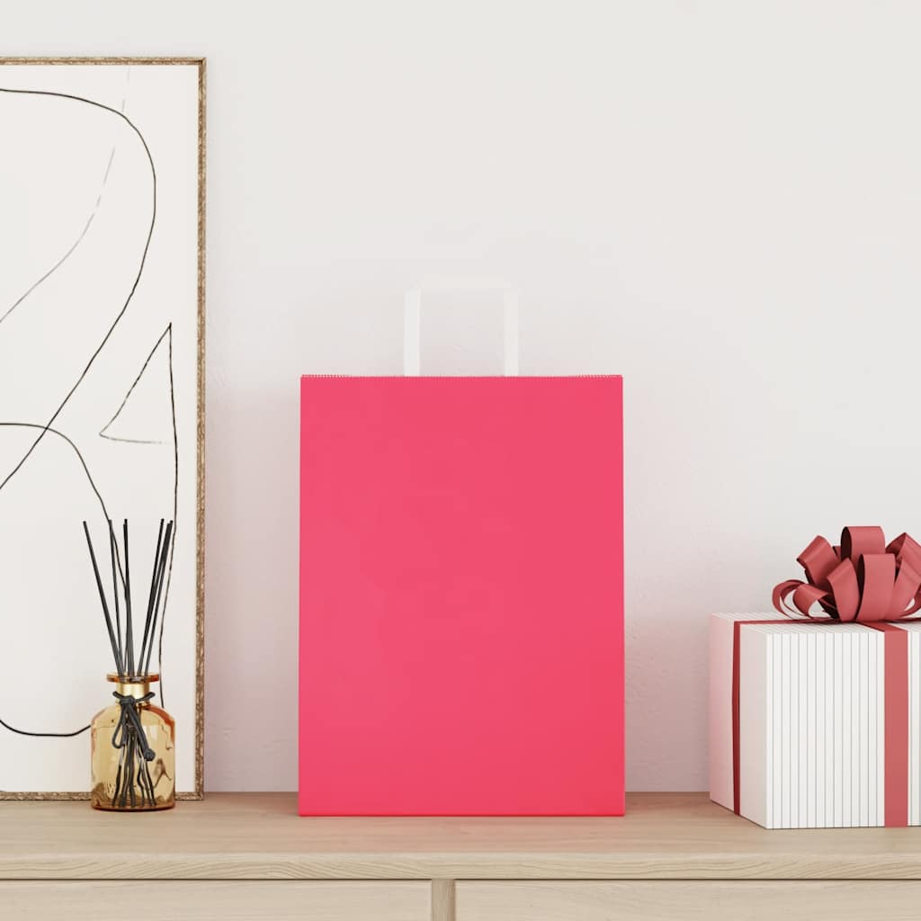 VidaXL Papiertüten 50 Stück mit Griffen 26x12x35 cm rosa