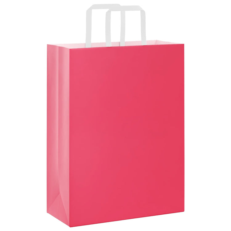 VidaXL Papiertüten 50 Stück mit Griffen 26x12x35 cm rosa