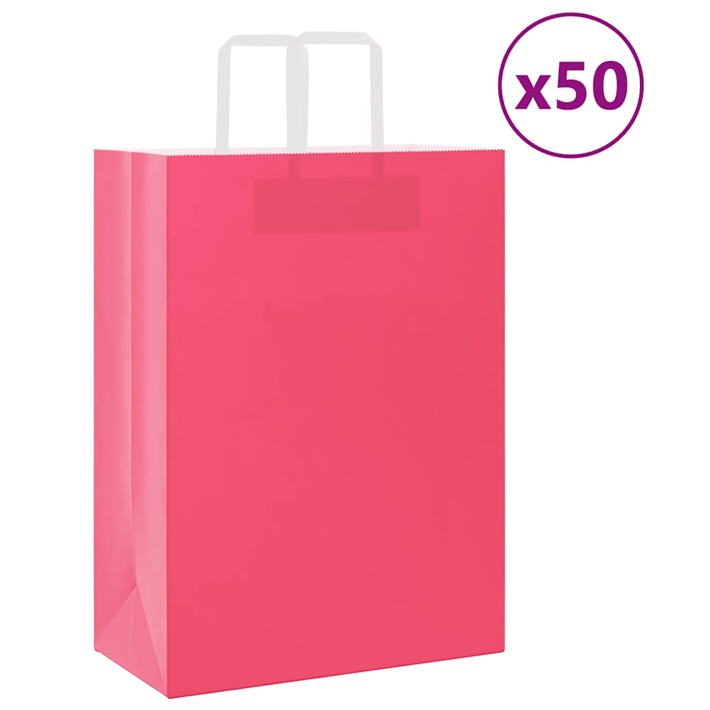 VidaXL Papiertüten 50 Stück mit Griffen 32x17x44 cm rosa