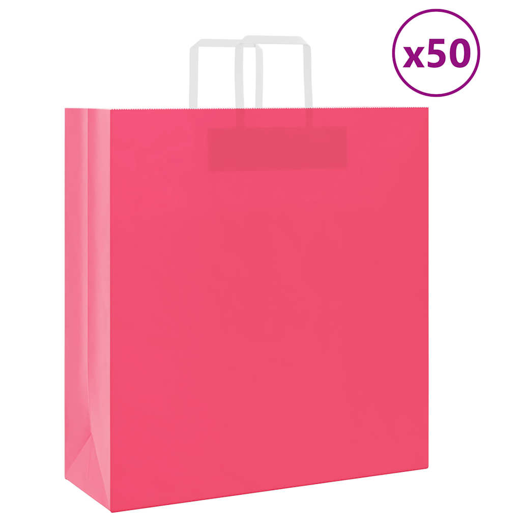 VidaXL Papiertüten 50 Stück mit Griffen 45x17x48 cm rosa