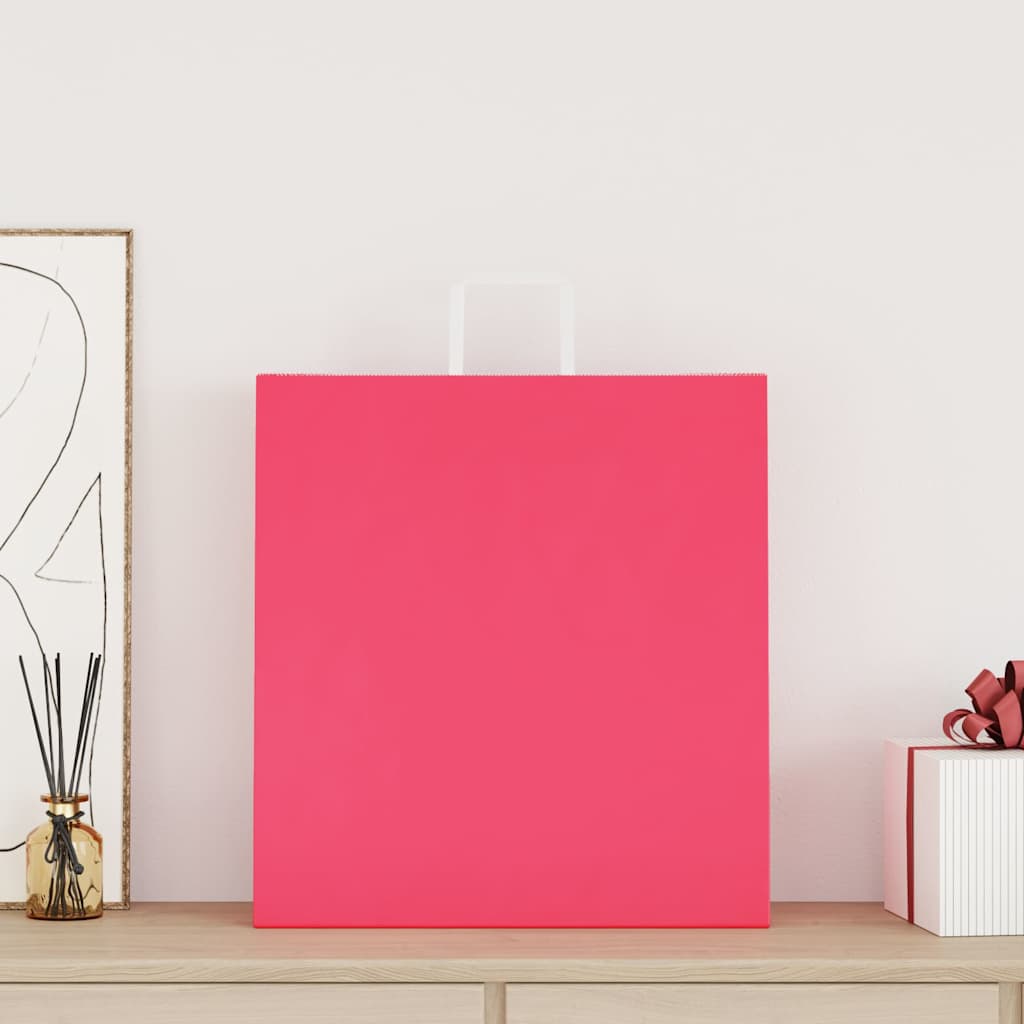VidaXL Papiertüten 50 Stück mit Griffen 45x17x48 cm rosa