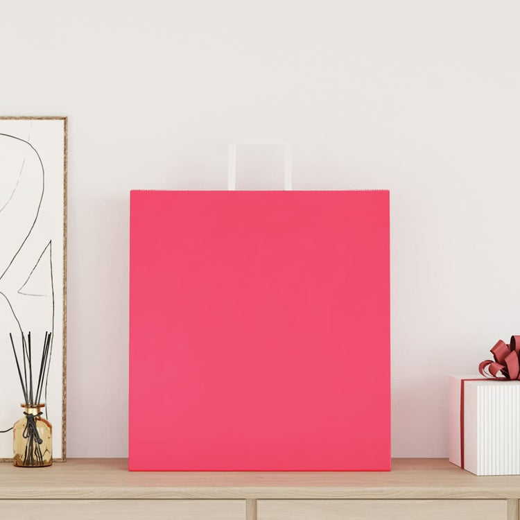 VidaXL Papiertüten 50 Stück mit Griffen 45x17x48 cm rosa