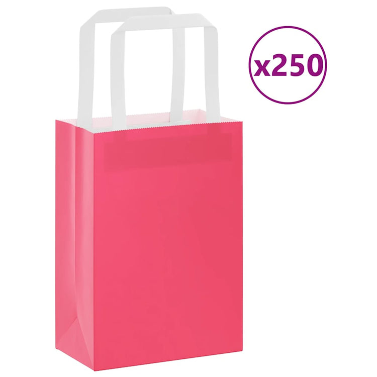 VidaXL Papiertüten 250 Stück mit Griffen 15x8x21 cm rosa