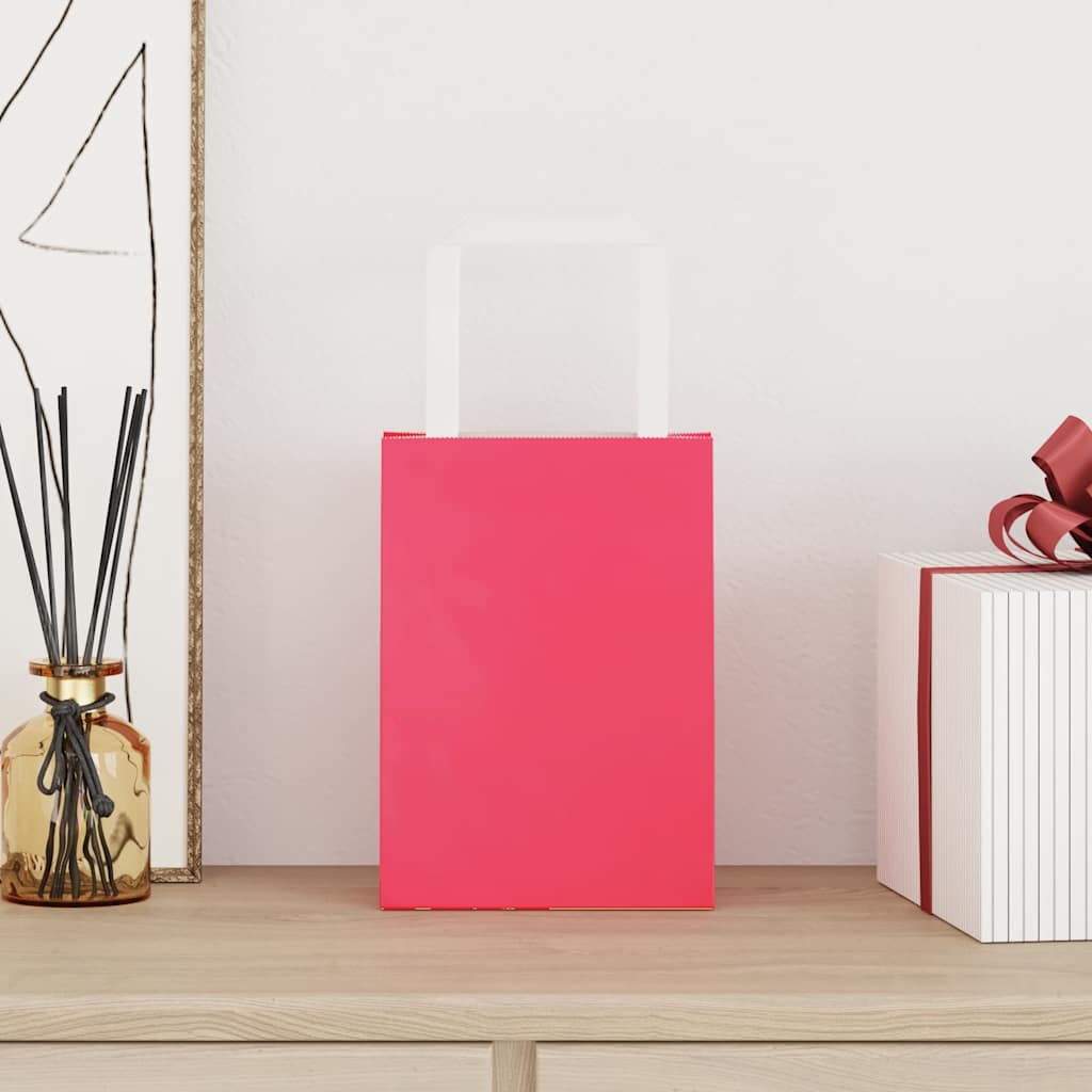 VidaXL Papiertüten 250 Stück mit Griffen 15x8x21 cm rosa