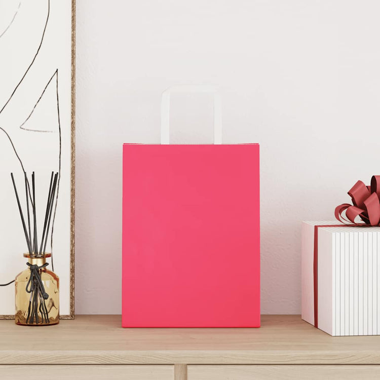 VidaXL Papiertüten 250 Stück mit Griffen 21x11x28 cm rosa