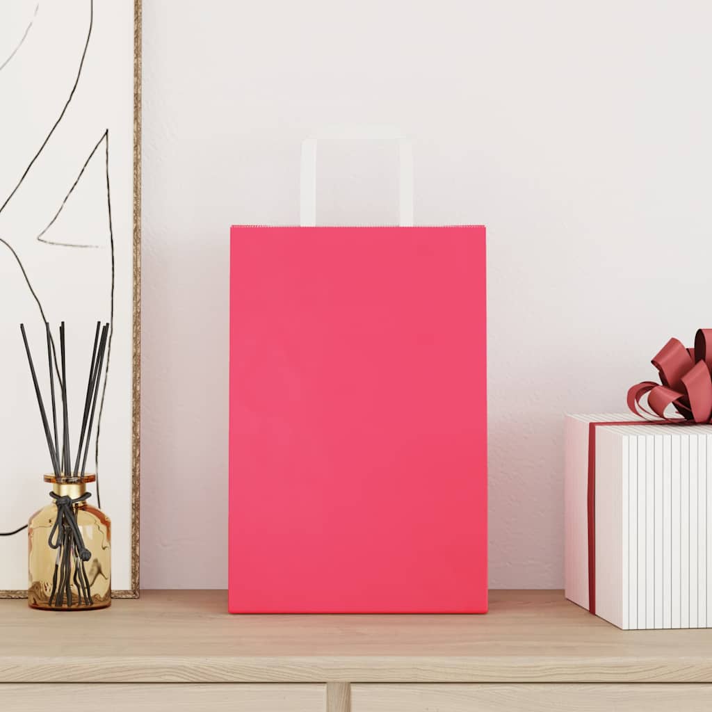 VidaXL Papiertüten 250 Stück mit Griffen 21x11x31 cm rosa