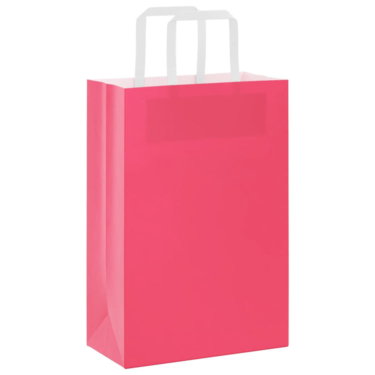 VidaXL Papiertüten 250 Stück mit Griffen 21x11x31 cm rosa