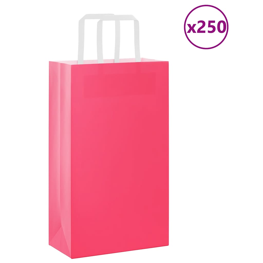 VidaXL Papiertüten 250 Stück mit Griffen 21x11x36 cm rosa