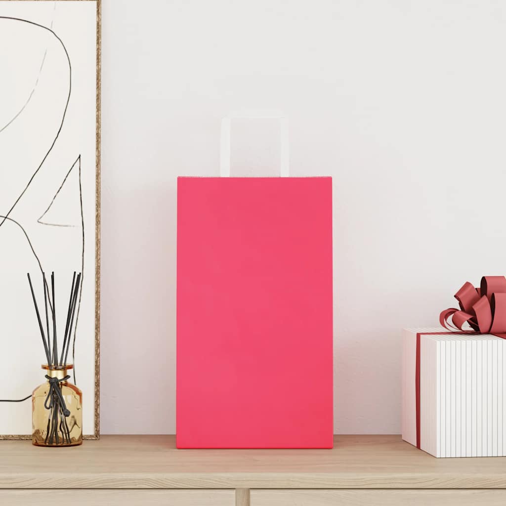 VidaXL Papiertüten 250 Stück mit Griffen 21x11x36 cm rosa