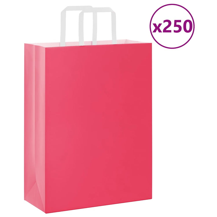VidaXL Papiertüten 250 Stück mit Griffen 26x12x35 cm rosa