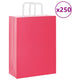VidaXL Papiertüten 250 Stück mit Griffen 26x12x35 cm rosa